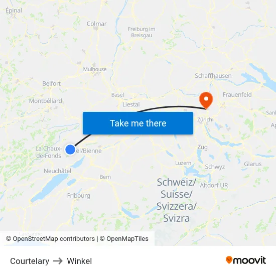 Courtelary to Winkel map
