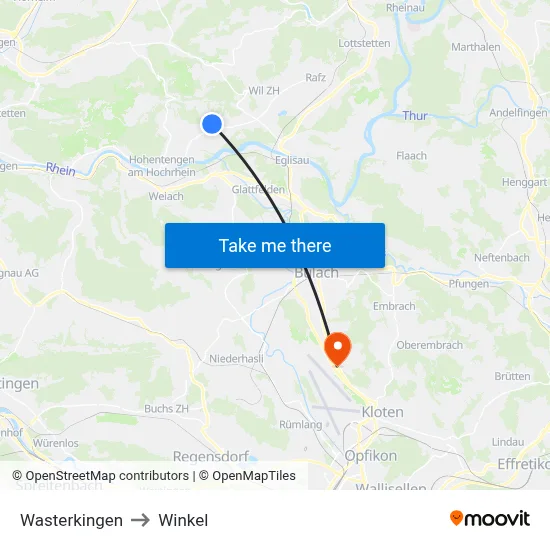 Wasterkingen to Winkel map
