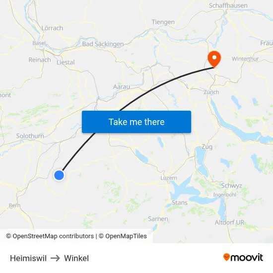Heimiswil to Winkel map