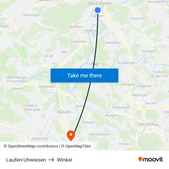 Laufen-Uhwiesen to Winkel map