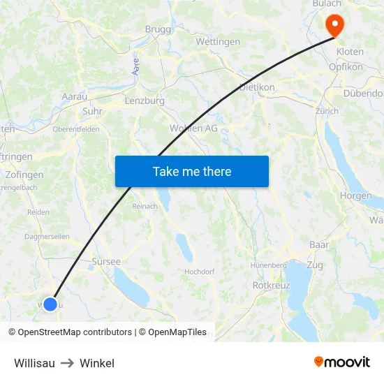 Willisau to Winkel map