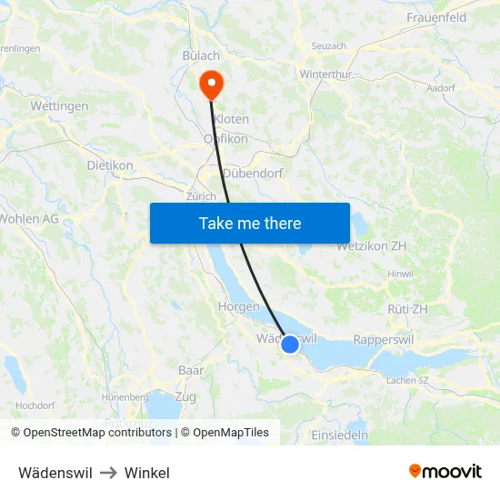 Wädenswil to Winkel map