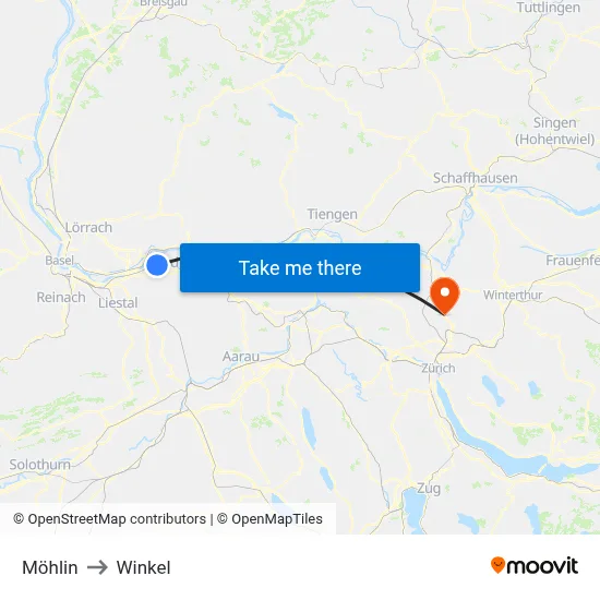 Möhlin to Winkel map