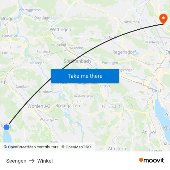 Seengen to Winkel map