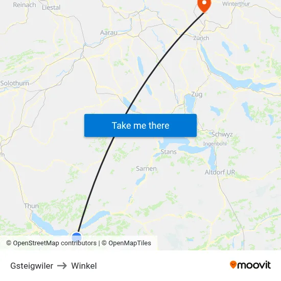 Gsteigwiler to Winkel map