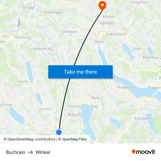 Buchrain to Winkel map