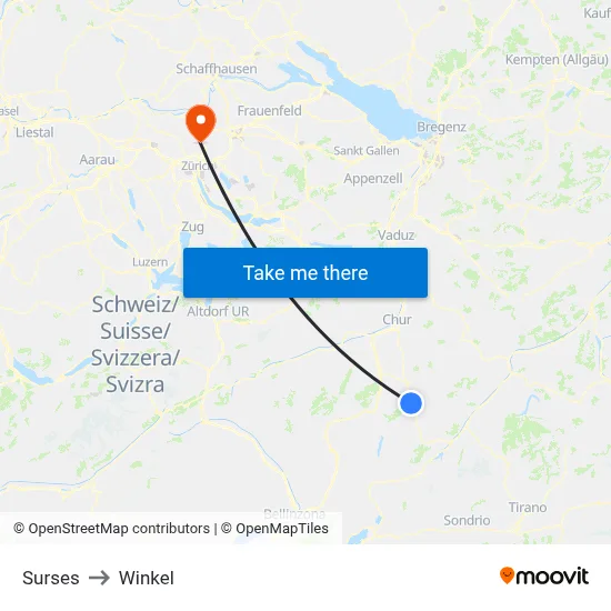 Surses to Winkel map