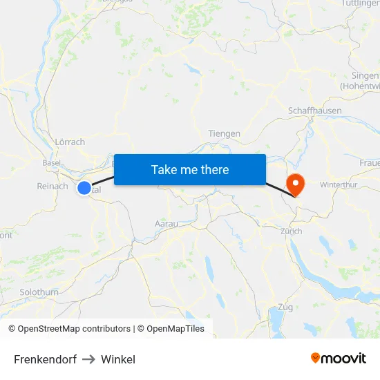 Frenkendorf to Winkel map