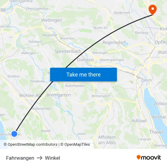 Fahrwangen to Winkel map