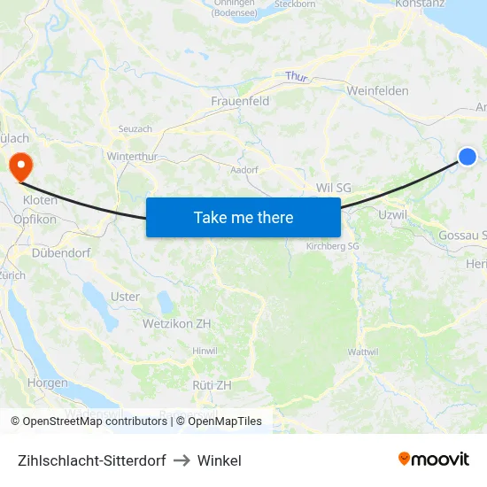 Zihlschlacht-Sitterdorf to Winkel map