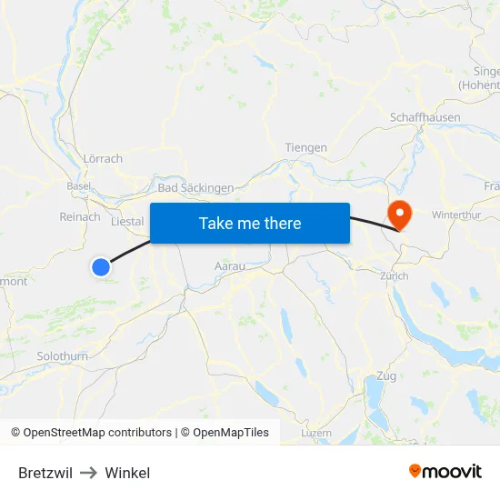 Bretzwil to Winkel map