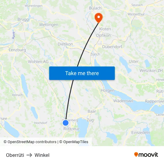 Oberrüti to Winkel map