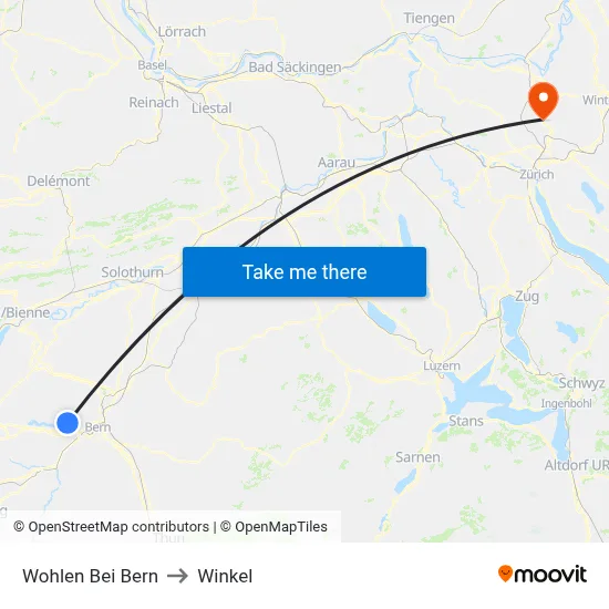 Wohlen Bei Bern to Winkel map