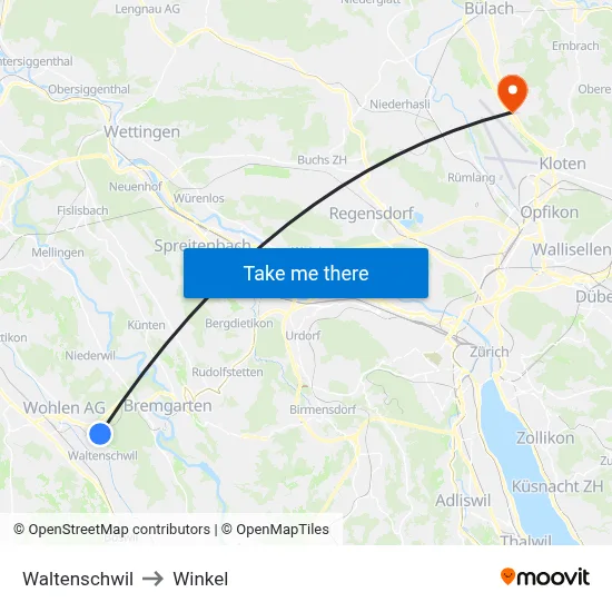 Waltenschwil to Winkel map