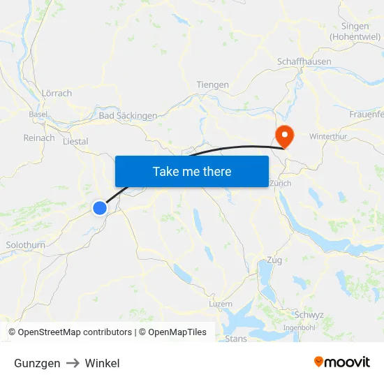 Gunzgen to Winkel map