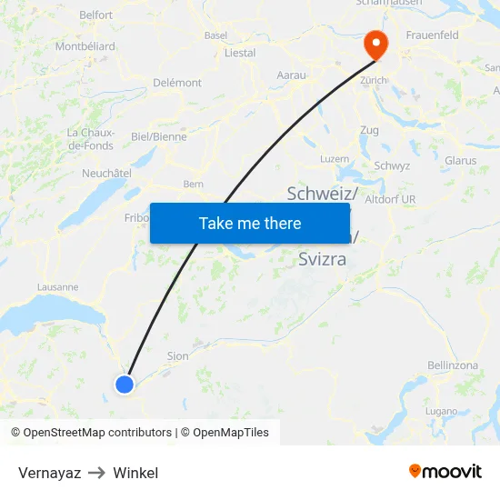 Vernayaz to Winkel map