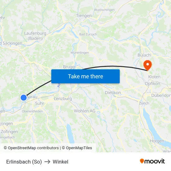 Erlinsbach (So) to Winkel map