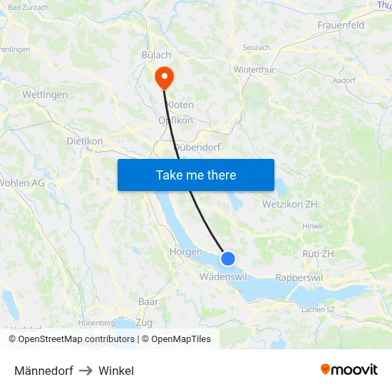 Männedorf to Winkel map