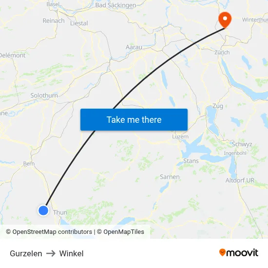 Gurzelen to Winkel map