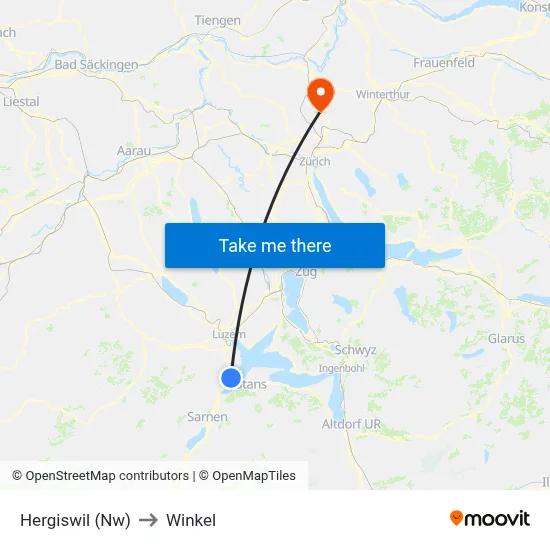 Hergiswil (Nw) to Winkel map