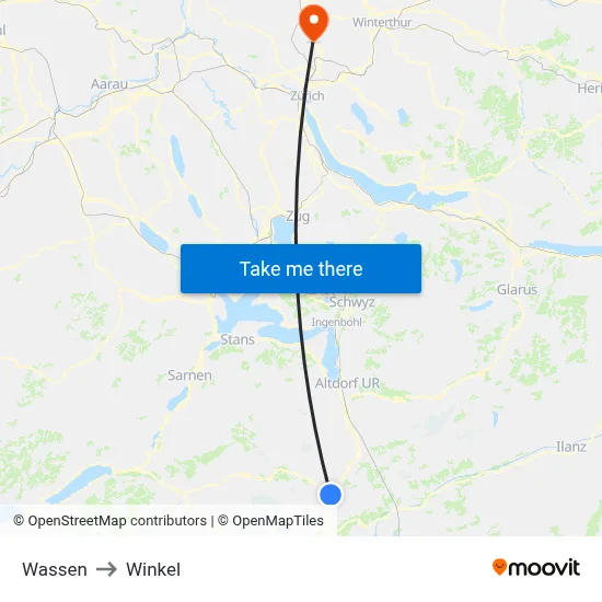 Wassen to Winkel map