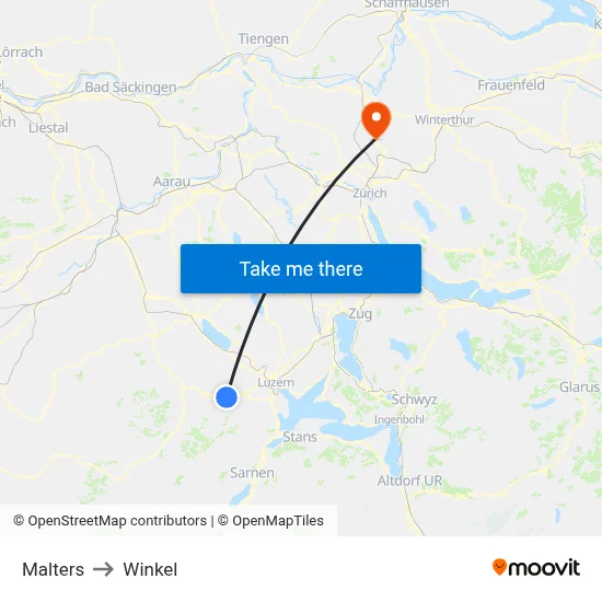 Malters to Winkel map
