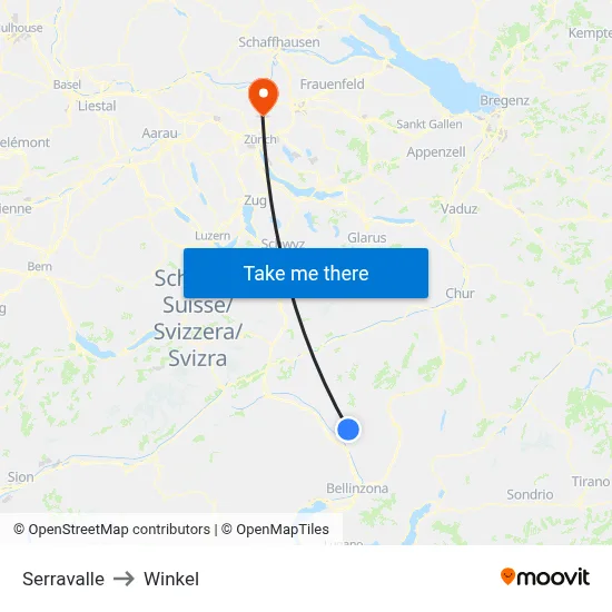 Serravalle to Winkel map