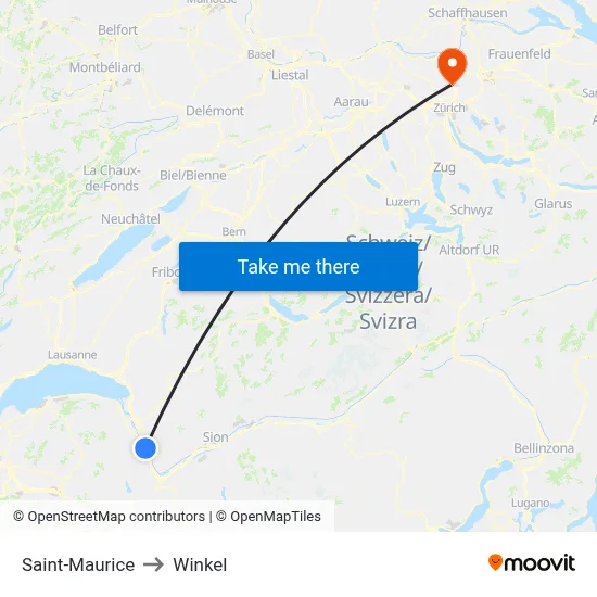 Saint-Maurice to Winkel map