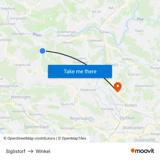 Siglistorf to Winkel map