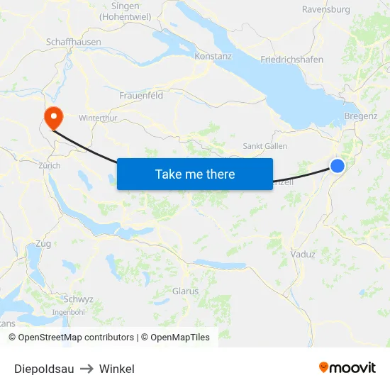 Diepoldsau to Winkel map