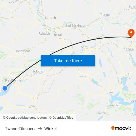 Twann-Tüscherz to Winkel map