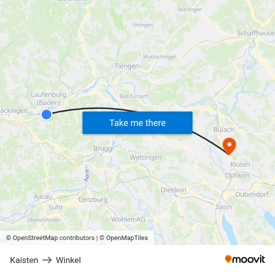 Kaisten to Winkel map