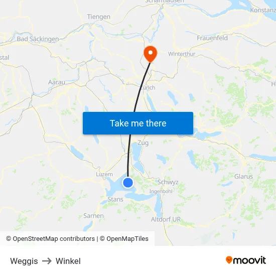 Weggis to Winkel map
