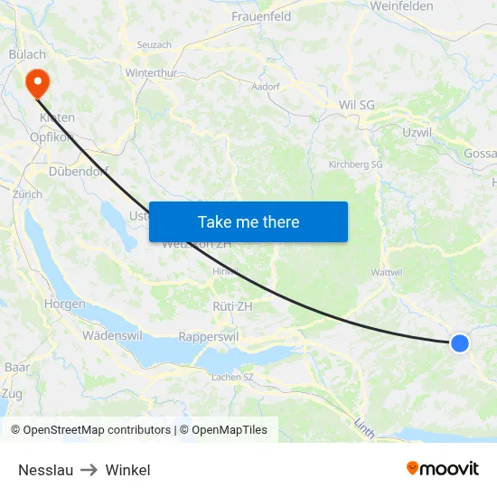 Nesslau to Winkel map