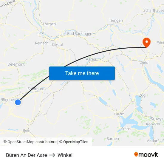 Büren An Der Aare to Winkel map