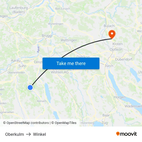 Oberkulm to Winkel map