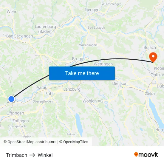 Trimbach to Winkel map