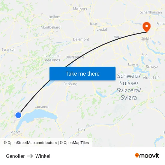 Genolier to Winkel map
