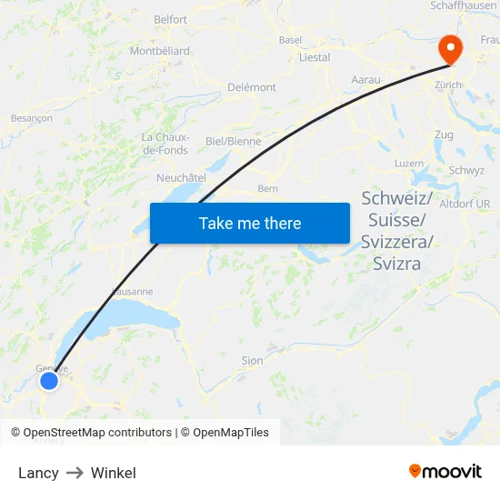 Lancy to Winkel map
