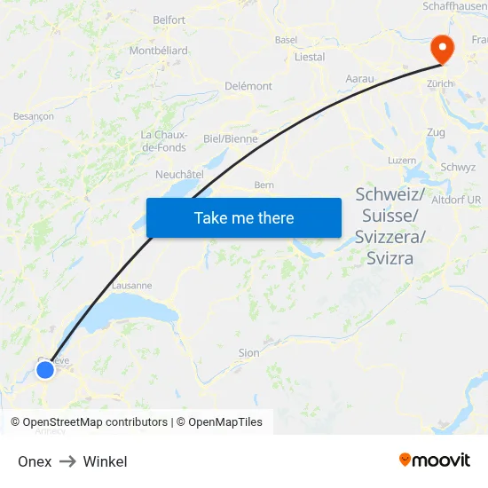 Onex to Winkel map