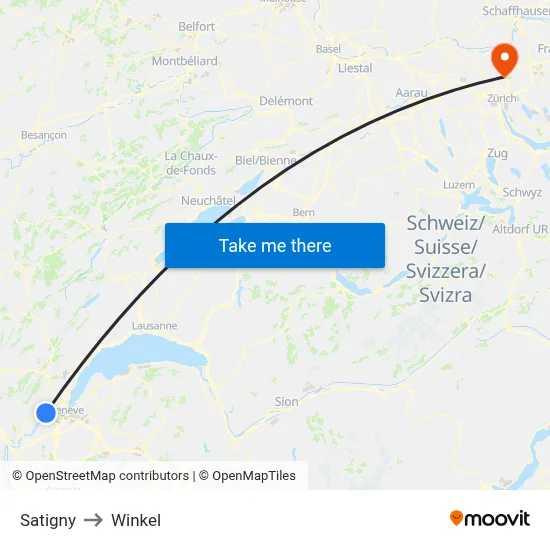 Satigny to Winkel map