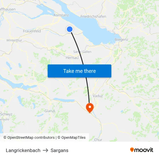 Langrickenbach to Sargans map
