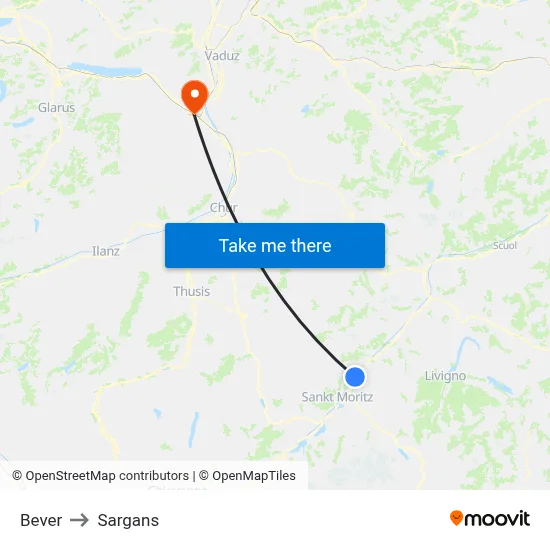Bever to Sargans map