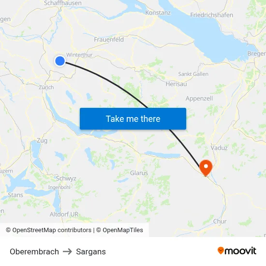 Oberembrach to Sargans map