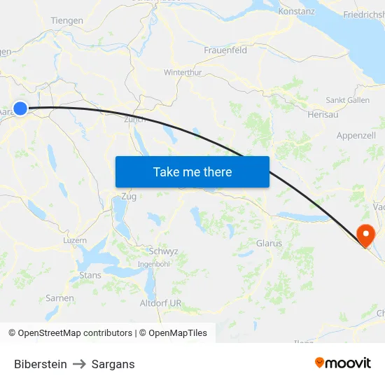Biberstein to Sargans map