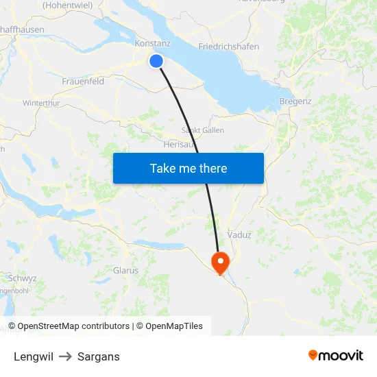Lengwil to Sargans map
