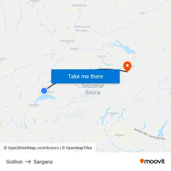 Gollion to Sargans map