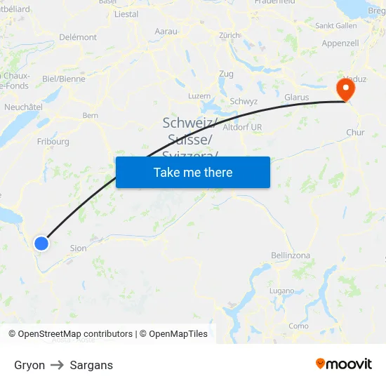 Gryon to Sargans map
