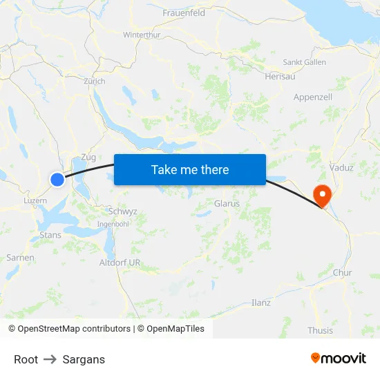 Root to Sargans map
