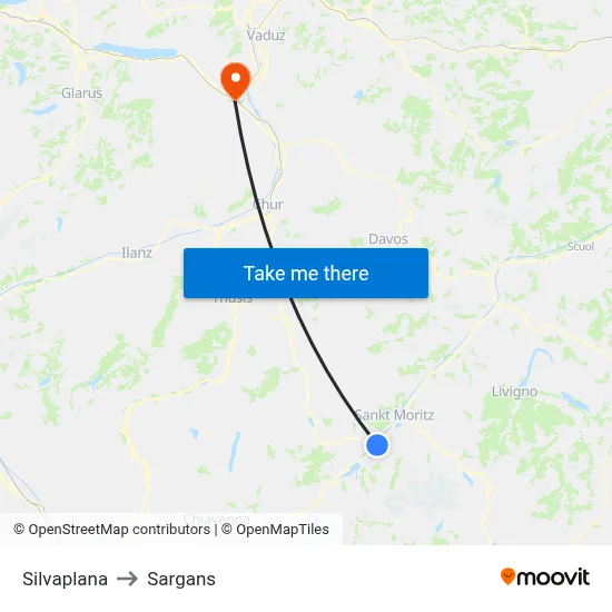 Silvaplana to Sargans map